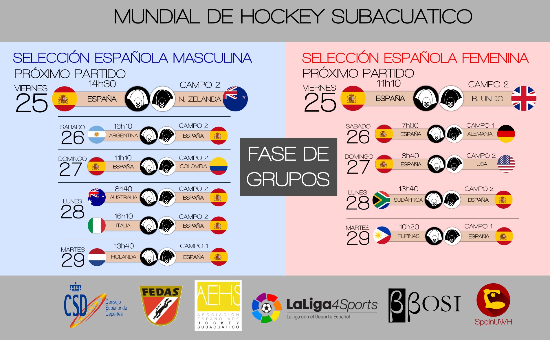 Calendario Mundial Hockey Subacuatico